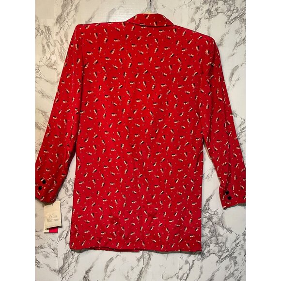 Liz Claiborne Vintage 1990s  Red Silk Blazer guitars  Sz 4 Modern Jazz Print - Picture 2 of 10